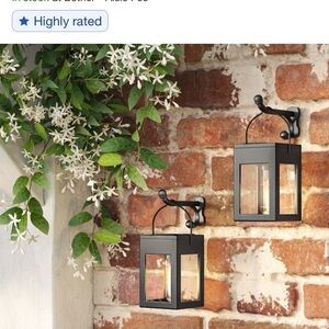 Threshold Matte Black Outdoor Hanging LED Solar deck lanterns set of 4